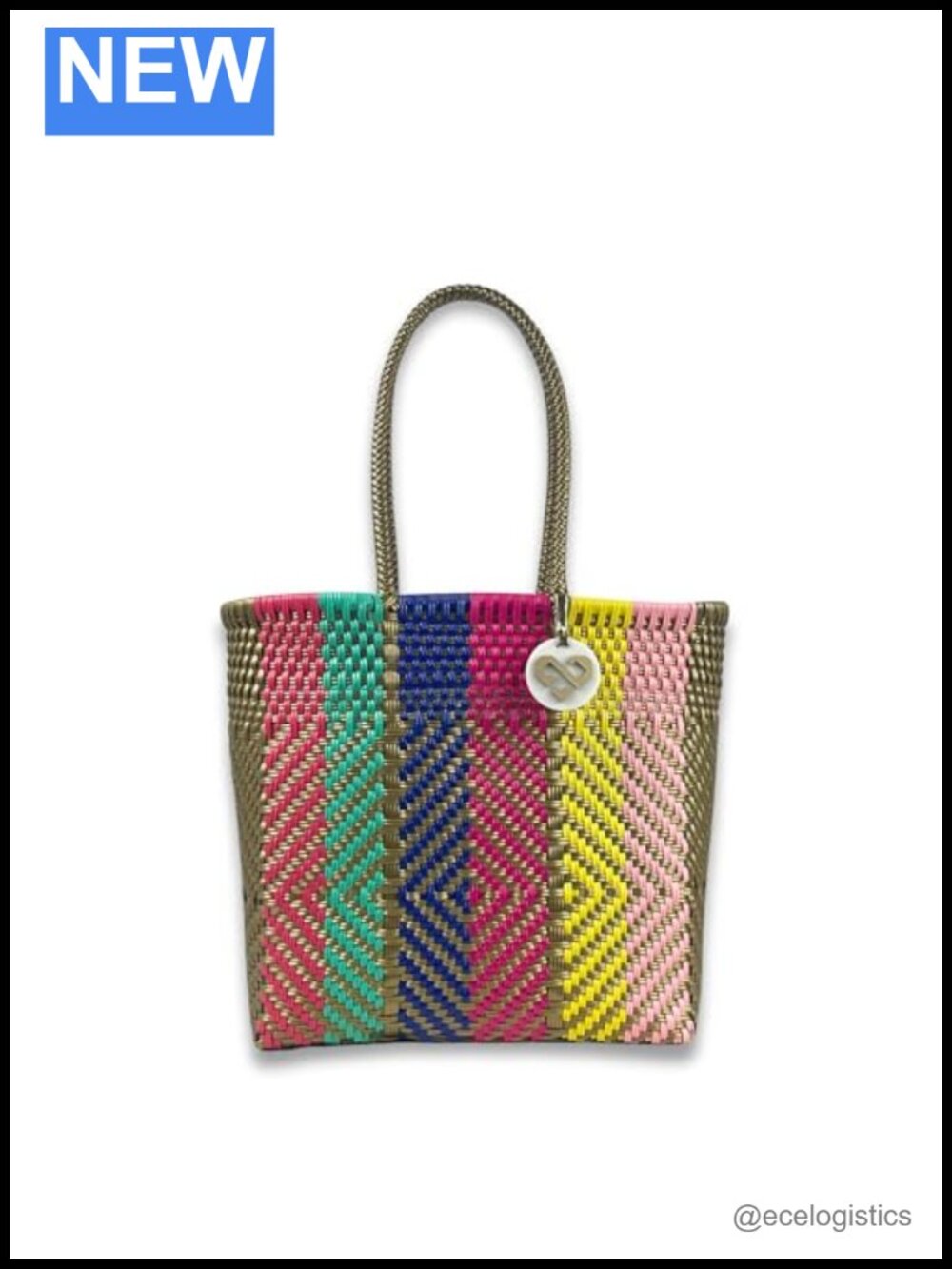 Waterproof Plastic Tote Bag - Medium Handcrafted Recycled Shoulder Bag for